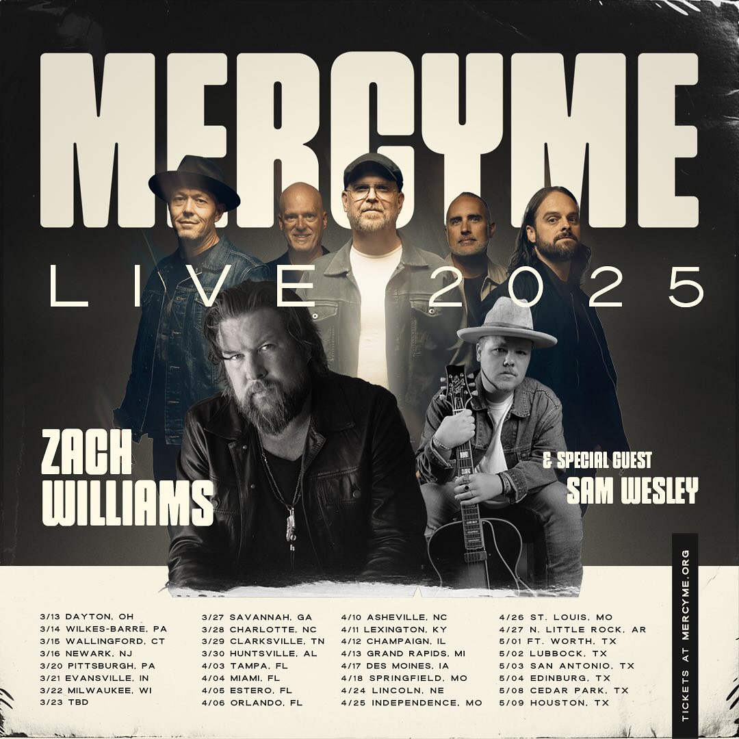 Sam Wesley MercyMe Live Tour Poster 2025